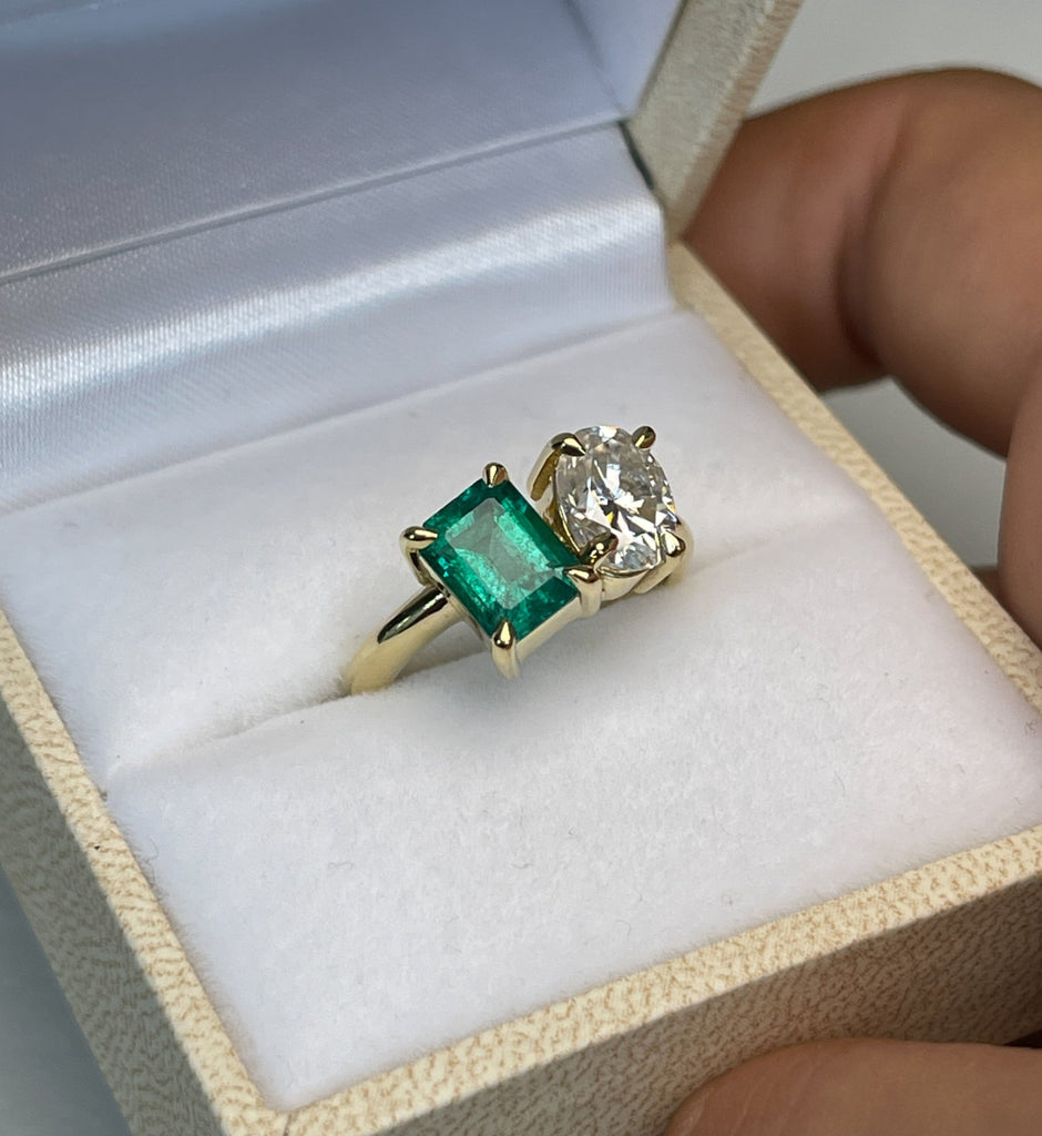 Custom Lab Grown Pear Diamond & Sapphire Toi et Moi Ring